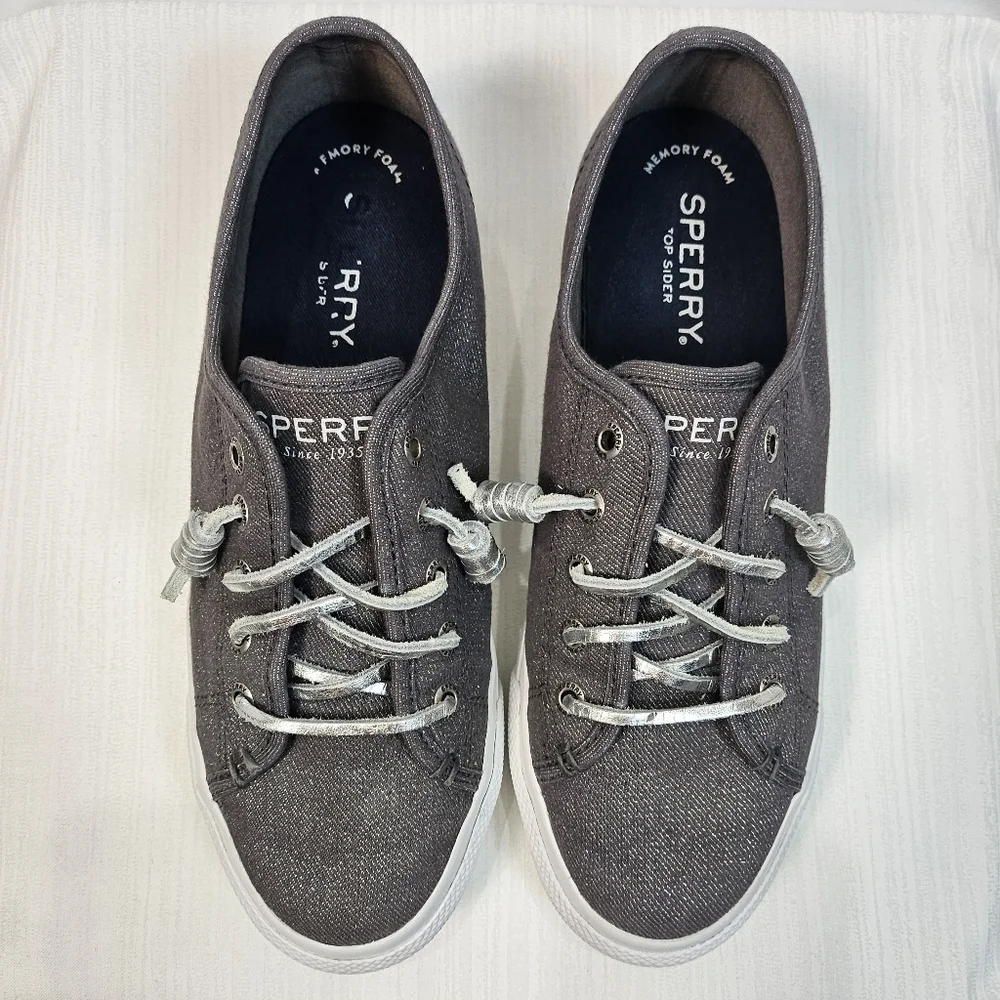 Sperry Top Sider Sky Sail Metallic Gray Sneakers